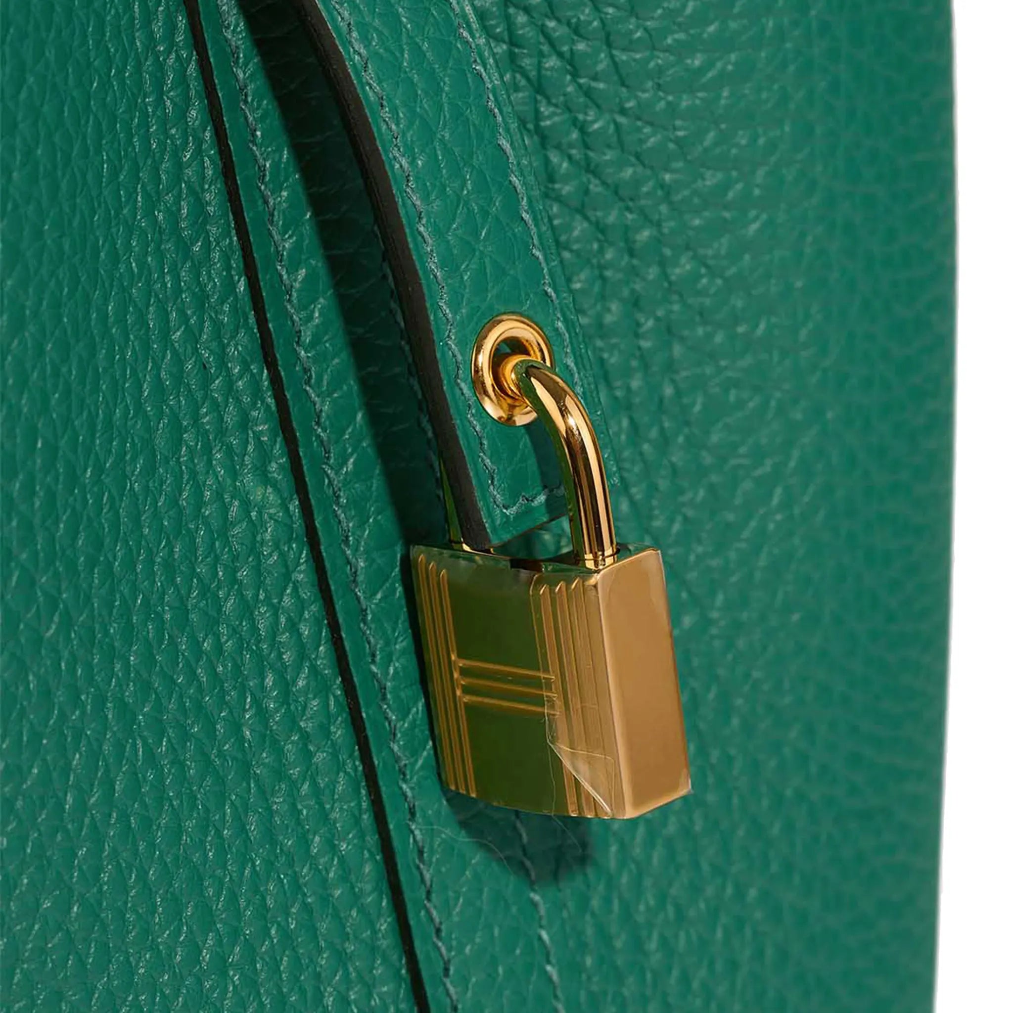 Lock view of Hermes Paris Picotin Lock 18 Taurillon Clemence Leather Green H056289CC65
